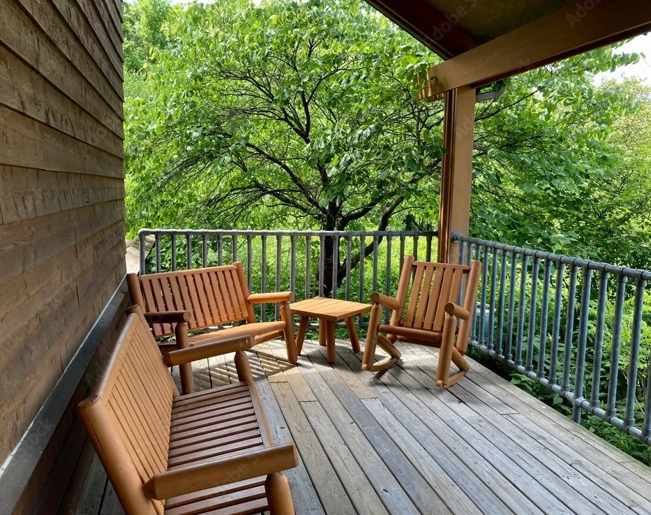 lodge wooden deck chairs