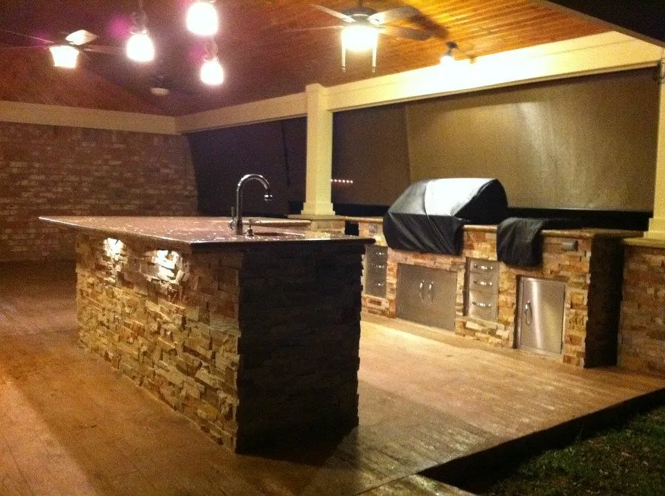 outdoor kitchen during the night