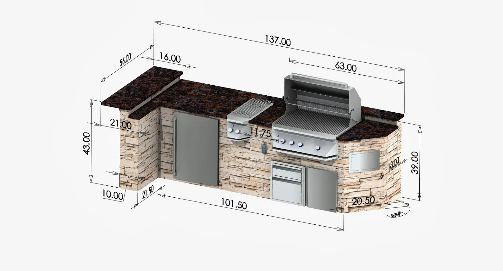 outdoor kitchen sketch