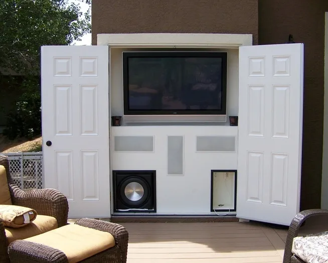wall mounted outdoor entertainment system cabinet