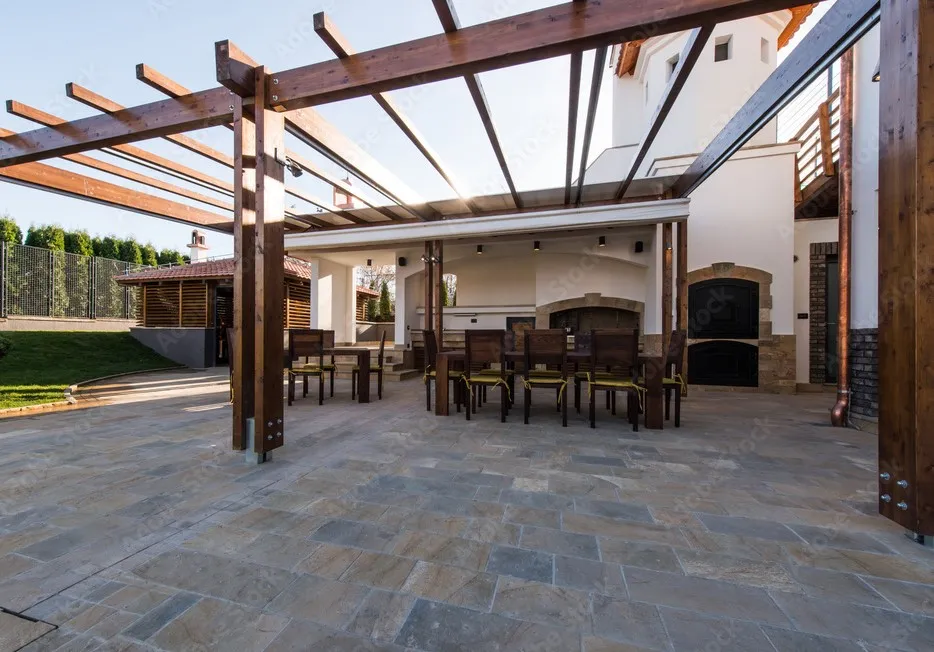 wooden terrace lounge pergola