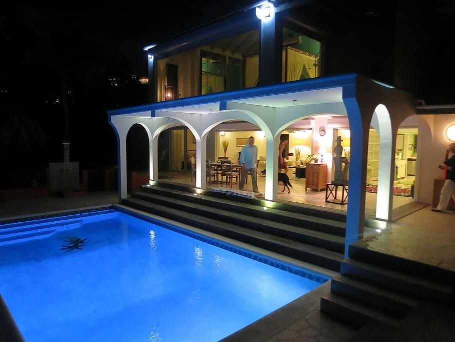 LED pool light-night-house-villa