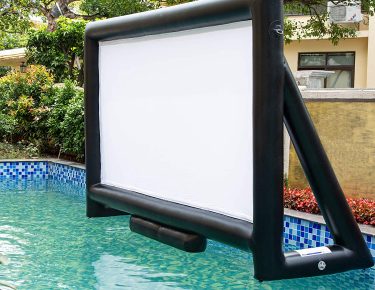 outdoor swimming pool movie screen