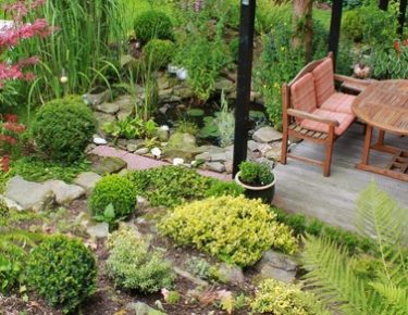 table-plant-lawn-flower-pond-cottage